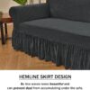 1-Piece Stretch Sofa Cover with Skirt – Super Soft, Washable Slipcover for Living Room (Grey) - Image 6