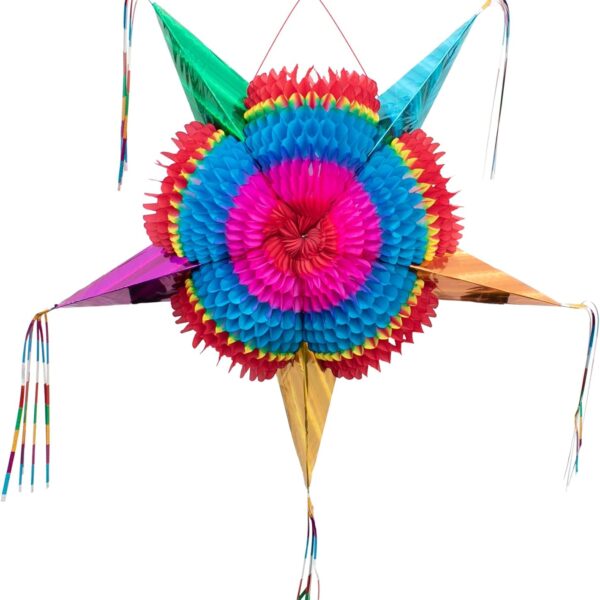 26" Mexican Star Piñata – Handmade Foldable Piñata for Birthdays & Cinco de Mayo Celebrations