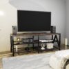55" Rustic TV Stand for up to 65" TVs – 3-Tier Shelves & Metal Frame - Image 2
