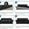 Stretch Couch Cover for 3-Cushion Sofa – Pet-Friendly Slipcover, Spandex Jacquard (Large, Black) - Image 4