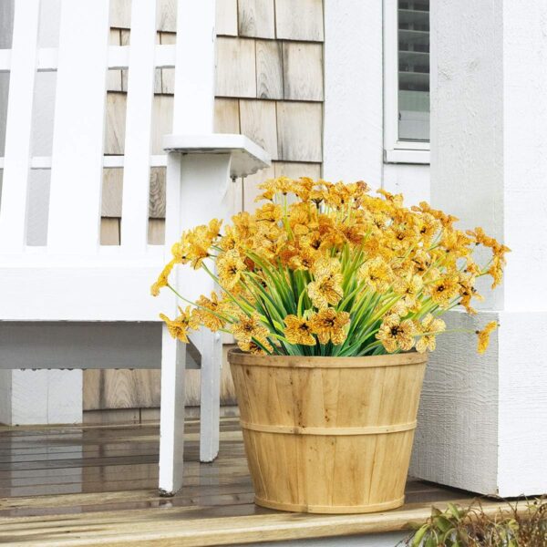30 Bundles Yellow Artificial Flowers – UV Resistant Faux Plants for Garden, Porch & Window Box Decor