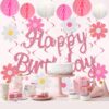 Pre-Strung Birthday Decorations – Banner, Honeycomb Balls, Swirls & Garland (Pink, No DIY Required) - Image 5