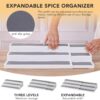 3-Tier Expandable Spice Rack Organizer – White/Grey Plastic, Adjustable 14.6"-25.8", 2 Pack - Image 3