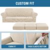 4-Piece Stretch Couch Cover for 3-Cushion Sofa – Thick Jacquard Slipcover (Natural, Sofa Size) - Image 4