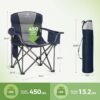 2-Pack Oversized Folding Camping Chairs – Heavy-Duty Padded Outdoor Chairs with Cup Holder, Storage & Cooler Bag, 450 lbs. Capacity - Image 4