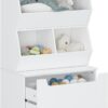 Kids Toy Storage Cabinet with Drawers & Cubbies – White Organizer for Playroom or Nursery - Image 6