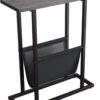 "Slim Side Table with Storage, 17.7'' Narrow End Table for Small Spaces – Grey, Iron Frame" - Image 3