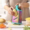 Professional 5-Piece Rainbow Box Grater Set – 4-Sided Stainless Steel Grater & Peelers – Turquoise - Image 4