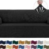 Stretch Couch Cover for 3-Cushion Sofa – Pet-Friendly Slipcover, Spandex Jacquard (Large, Black) - Image 2