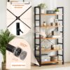Sweetcrispy 5-Tier Tall Bookshelf – Rustic Brown Industrial Storage Organizer for Home & Office - Image 2