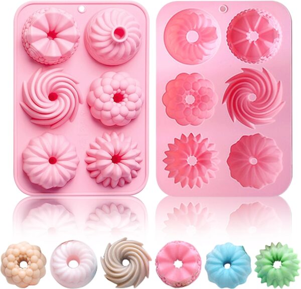 6-Cavity Mini Bundt Cake Pan – Nonstick Silicone Mold for Cupcakes, Donuts, and More