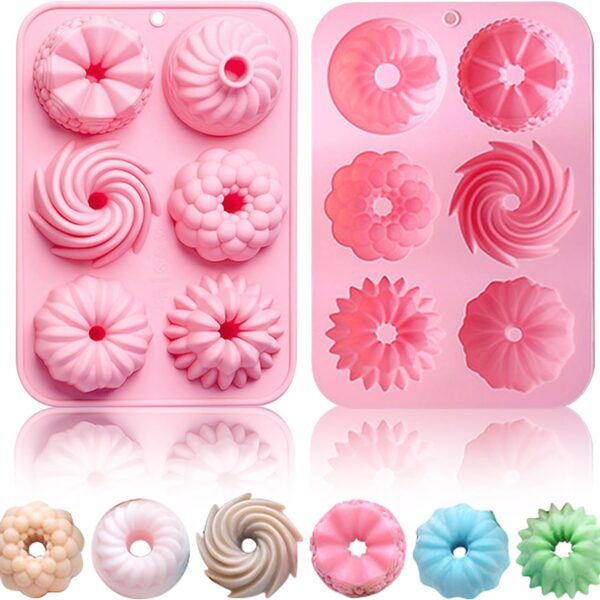 6-Cavity Mini Bundt Cake Pan – Nonstick Silicone Mold for Cupcakes, Donuts, and More