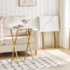Set of 4 Folding TV Tray Tables with Storage Rack – Marble & Gold, Easy Assembly, DM50BZ01 - Image 6