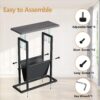"Slim Side Table with Storage, 17.7'' Narrow End Table for Small Spaces – Grey, Iron Frame" - Image 2