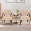 2 Accent Chairs with Table – Soft Seat & Armrests for Living Room, Bedroom, or Office (Beige) - Image 4