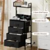 Black Nightstand with LED & Charging Station – 4 Drawers + Shelf - Image 4