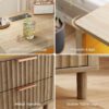 Nightstand with Charging Station – Fluted Design, 2 Drawers & Open Shelf, Oak Finish - Image 4