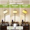 Set of 2 Floor Lamps with Table – Nightstand with 3-Color Bulb, 3 Drawers & Charging Station (Rustic Brown) - Image 4