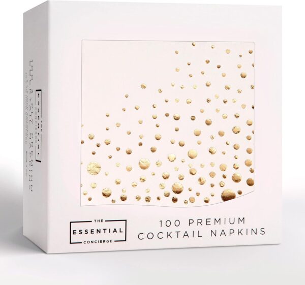 100 Gold Cocktail Napkins – 3-Ply 5x5" White & Gold Disposable Napkins for Weddings, Parties & Showers