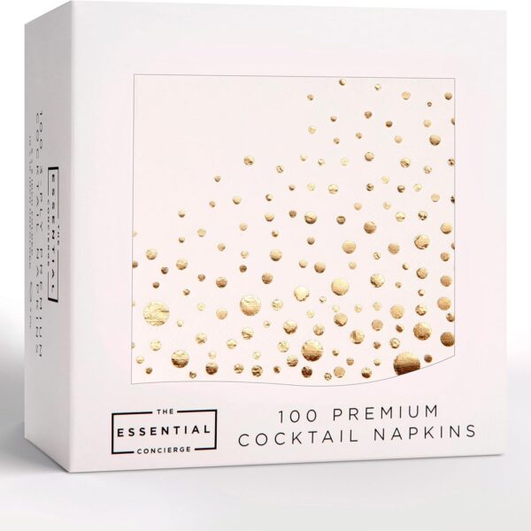 100 Gold Cocktail Napkins – 3-Ply 5x5" White & Gold Disposable Napkins for Weddings, Parties & Showers