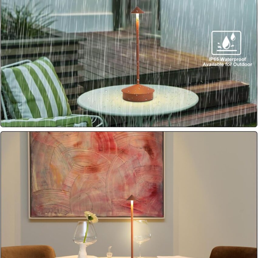 2-Pack Cordless LED Touch Table Lamps – Rechargeable, Dimmable, Portable – Brown