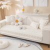 Farmhouse Cotton Quilted Sofa Cover – Embroidered, Non-Slip Furniture Protector for Pets & Kids (Ivory, 28"x28") - Image 4