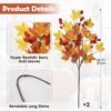 2PCS Fall Maple Leaf & Berry Stems – 26" Artificial Autumn Spray for Vase or Table Décor - Image 6