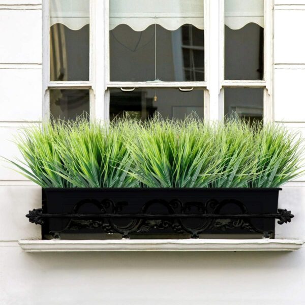 12 Bundles UV Resistant Artificial Grass – No-Fade Faux Plants for Outdoor Decor