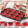 2-Pack Silicone Muffin Pan with Metal Frame – 12-Cup Non-Stick Cupcake & Egg Bite Molds - Image 3