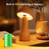 Wooden Mushroom Touch Lamp – Cordless, Rechargeable, Adjustable 360° Dimming Night Light - Image 2