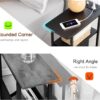 Set of 2 Narrow End Tables with Charging Station – Slim Nightstands with Fabric Drawers - Image 4