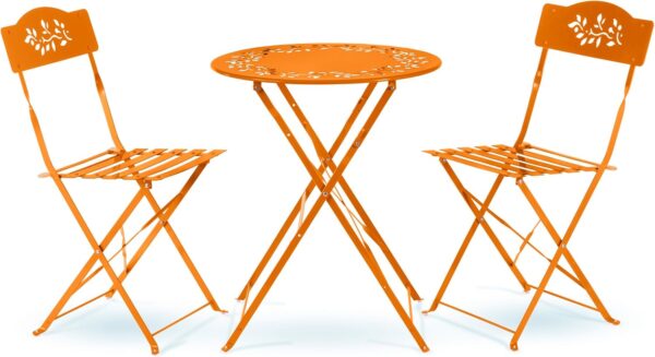 "3-Piece Folding Bistro Set – Indoor/Outdoor Table & Chairs, Orange"