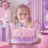 Number 3 Birthday Candle with Purple Butterfly & 12 Rainbow Spiral Candles - Image 3