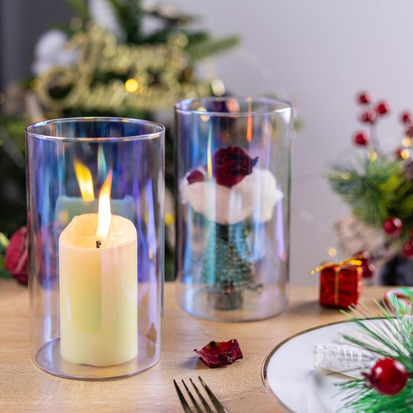 12-Piece Glass Cylinder Vases – 6" Iridescent Floating Candle Holders for Weddings & Parties