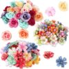 160 Pcs Mini Faux Flower Heads – Multicolor Silk Peony, Daisy, Rose & Plum Blossoms for DIY Crafts, Wedding & Home Decor - Image 7
