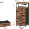 5-Drawer Dresser with Charging Station – Tall Nightstand & Chest of Drawers (Rustic Brown) - Image 6
