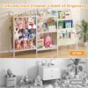 "B1 Kids Bookshelf & Toy Storage – 3-Tier Sling Bookcase for Nursery & Playroom, White" - Image 3
