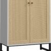 Rattan 2-Door Storage Cabinet – Accent Sideboard for Living Room or Kitchen (Natural) - Image 2