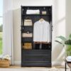71" Wood Dresser with Drawers & Cabinets – Farmhouse Storage Wardrobe for Bedroom, Living Room, Hallway (Black) - Image 5
