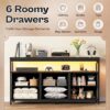 47" LED TV Stand with Power Outlets – 6-Drawer Black Dresser for TVs up to 55" - Image 6