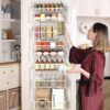 White Over the Door Pantry Organizer – Metal Spice Rack Shelves for Kitchen & Laundry Room - Image 2