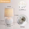 White Ceramic Table Lamp, Textured Mid-Century Design with Linen Shade, 12" Small Bedside Light - Image 5