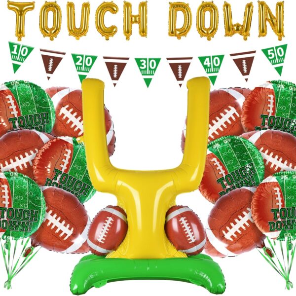 Football Party Supplies Kit – Touchdown Balloons & Banner for Birthday, Game Day & Tailgate Décor