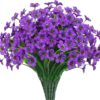 21 Bundles Purple Outdoor Artificial Flowers – UV Resistant Faux Silk Plants for Porch, Garden & Window Box Decor - Image 6