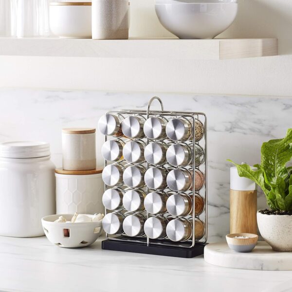 20-Jar Spice Organizer Rack – Silver