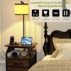 Set of 2 Floor Lamps with Table – Nightstand with 3-Color Bulb, 3 Drawers & Charging Station (Rustic Brown) - Image 5