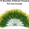 12 Bundles Yellow Artificial Spring Flowers – UV Resistant Faux Shrubs for Outdoor Porch, Patio & Garden Decor - Image 6