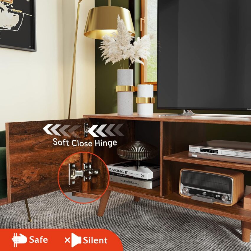 Mid Century Modern TV Stand for 55-60" TVs – Retro Brown Console