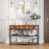 38" Entryway Table – Rustic Brown, 3 Drawers, Storage Shelves - Image 7