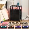 Set of 2 LED Nightstands with Charging Station – Black Wood Side Tables for Bedroom or Living Room - Image 5